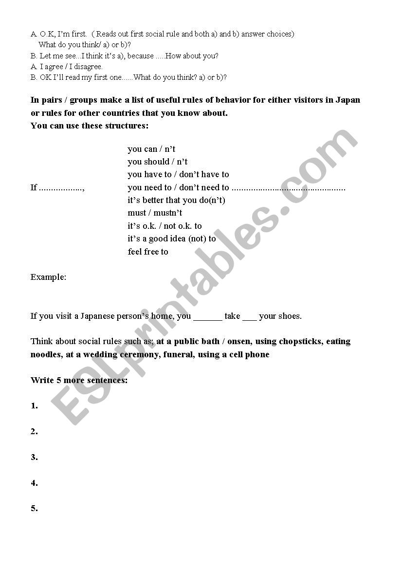 When in Rome model conversation, extension activity