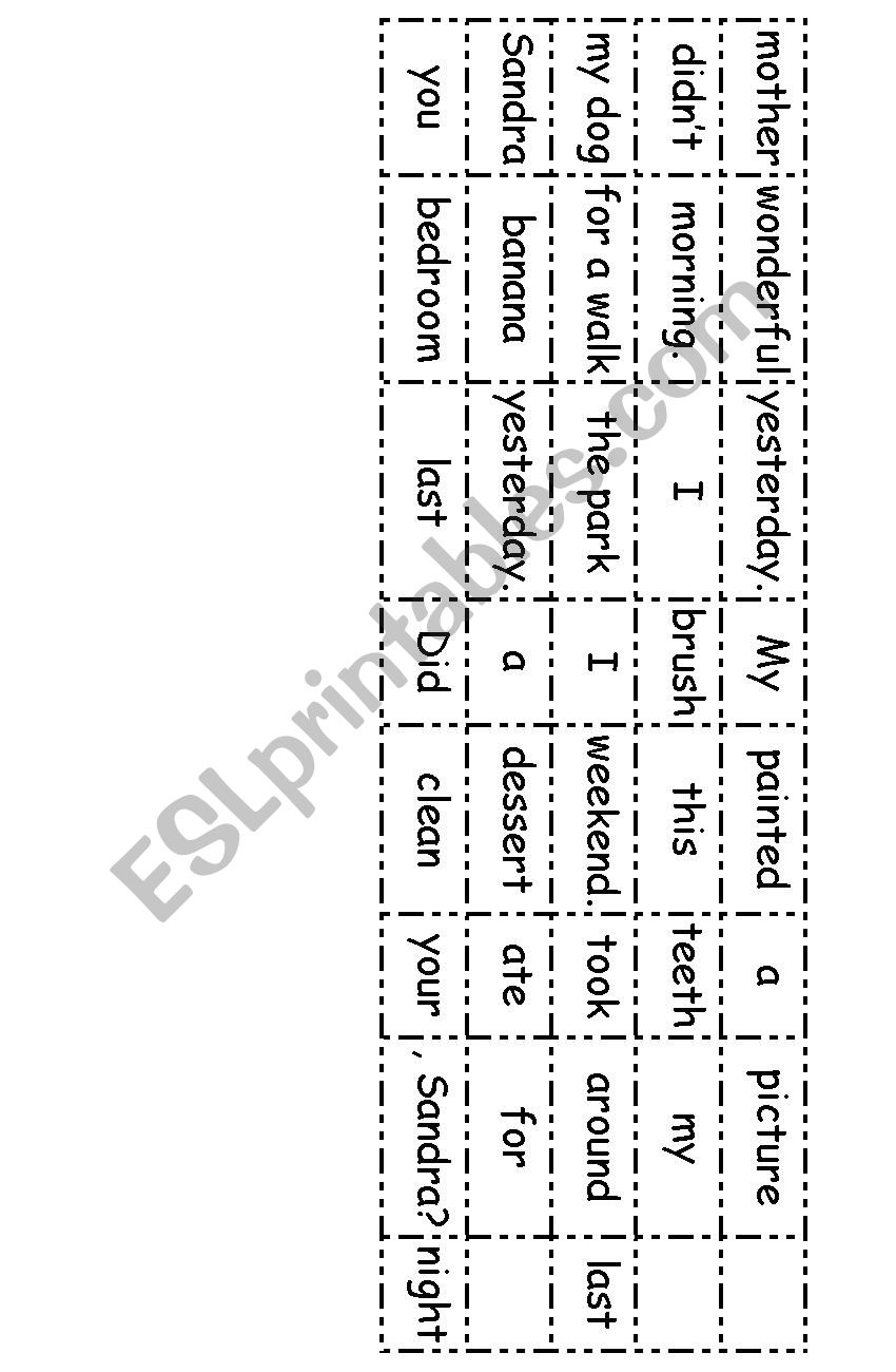 Past Simple - Broken Sentences Game