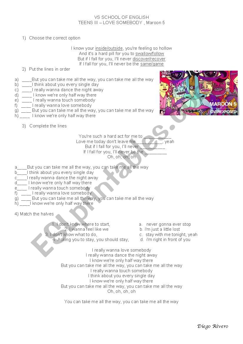 Maroon 5  worksheet