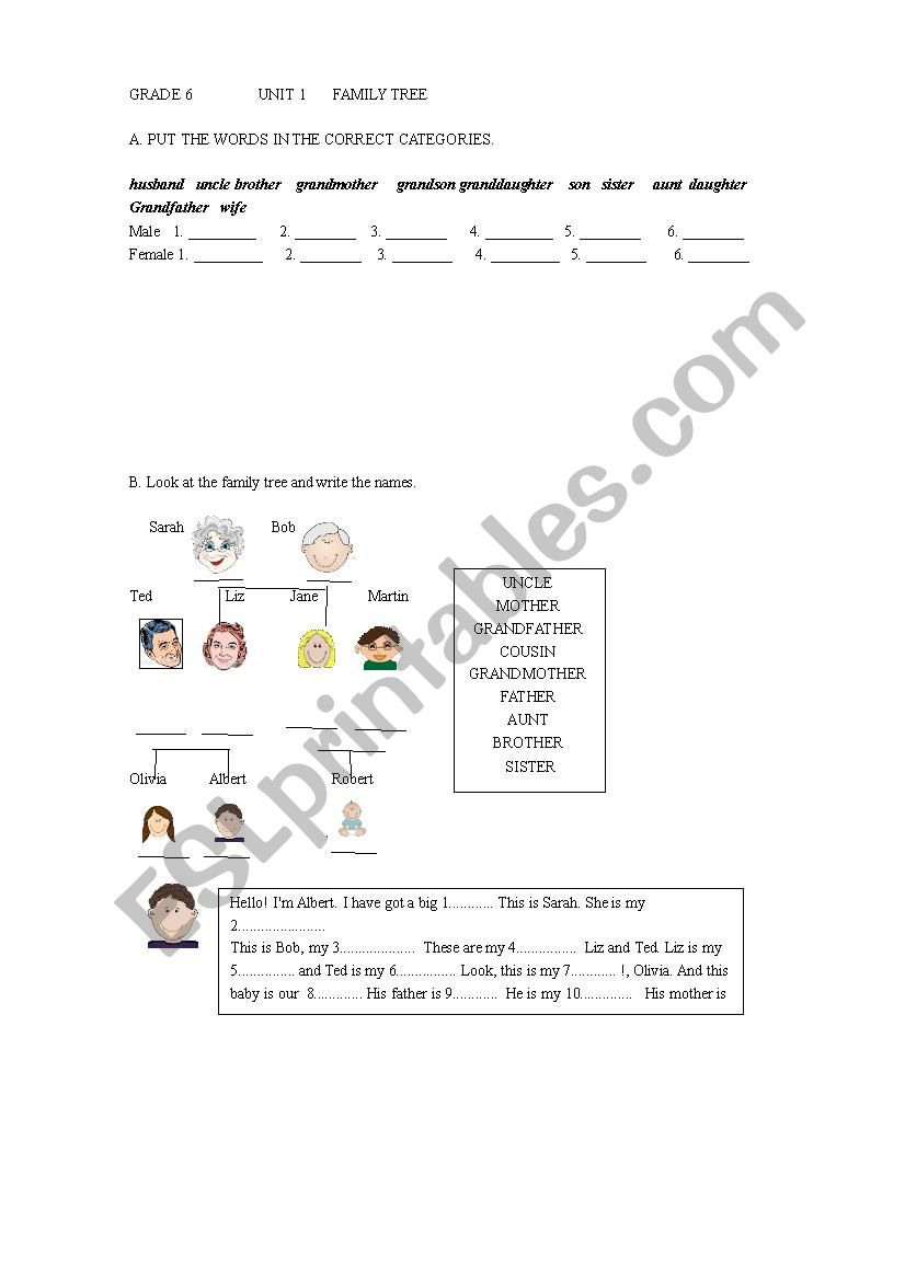 family worksheet