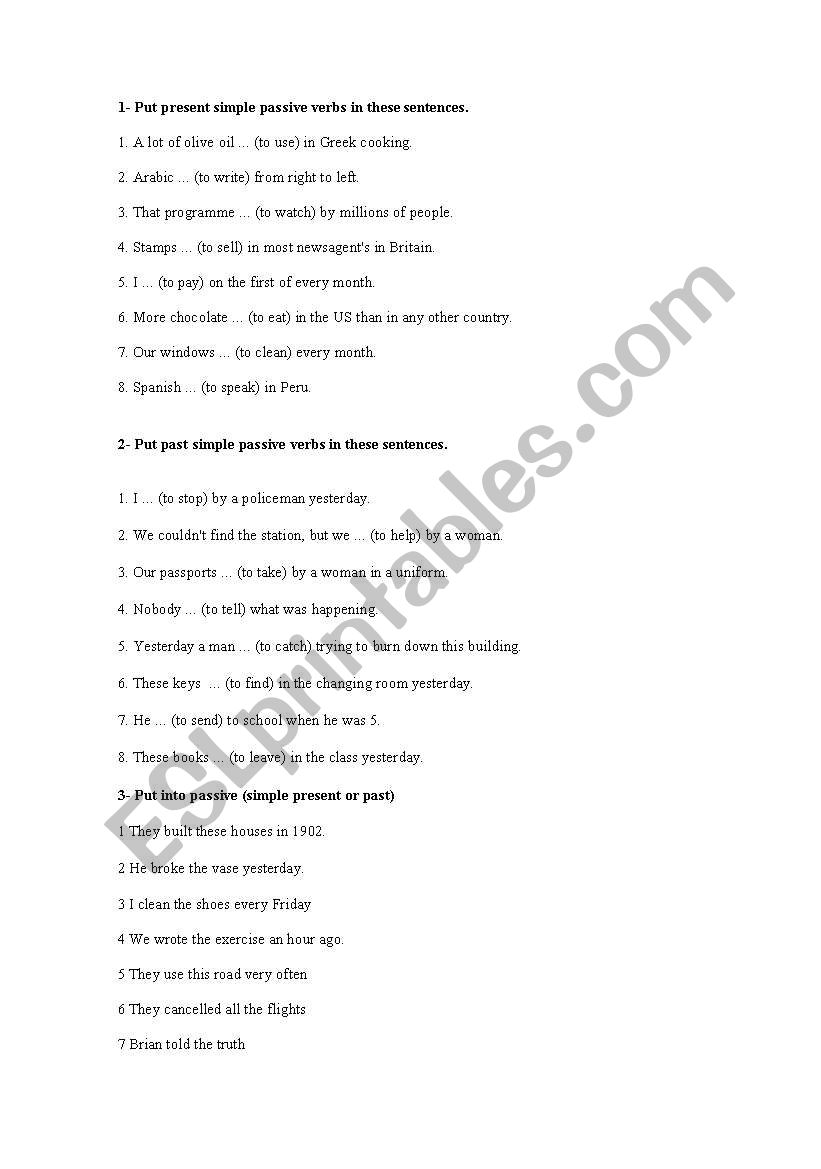 Passive Voice worksheet