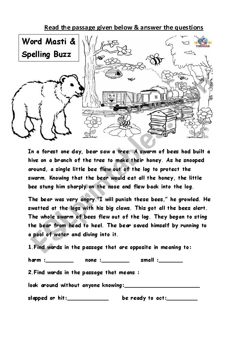 comprehension worksheet