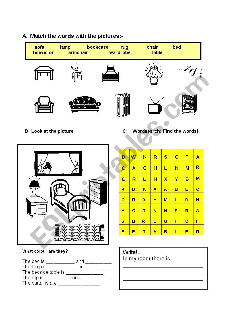 Furniture worksheet