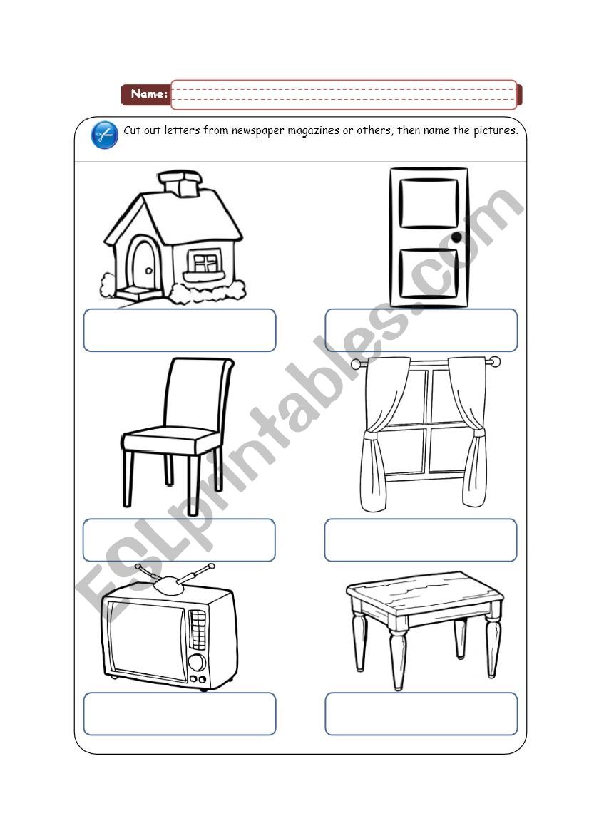 Home Objects - Writing worksheet
