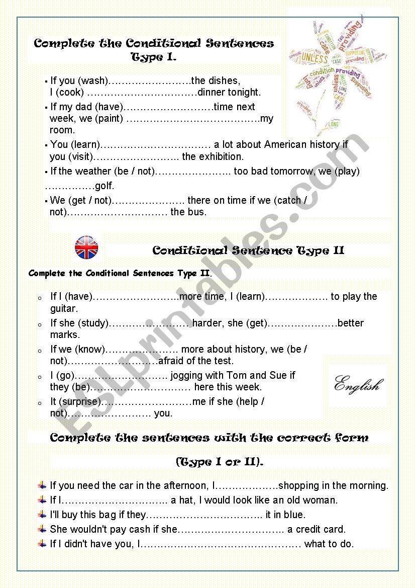 first and second conditional worksheet