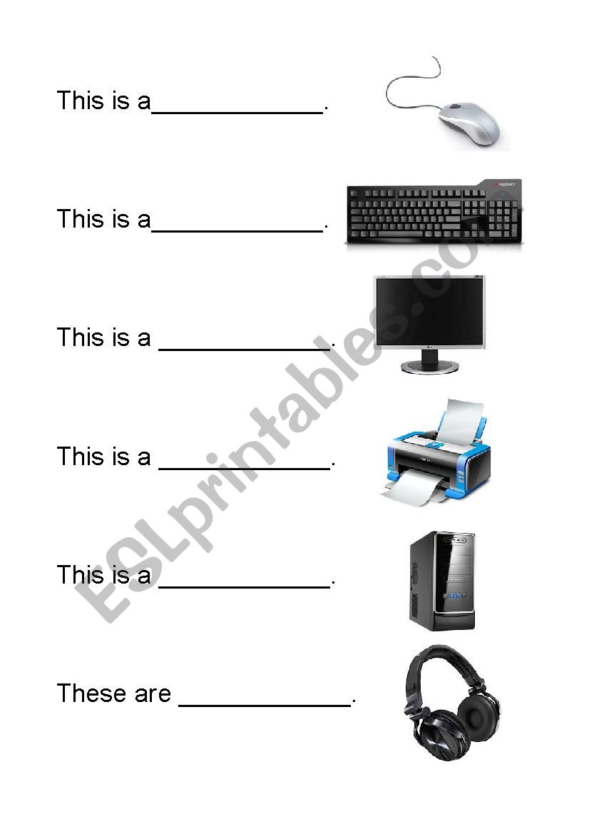 Computer Parts Worksheet worksheet