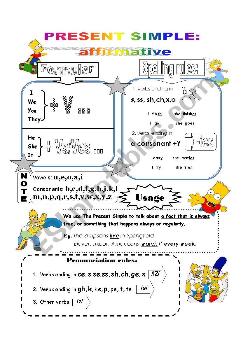 present simple - affirmative worksheet