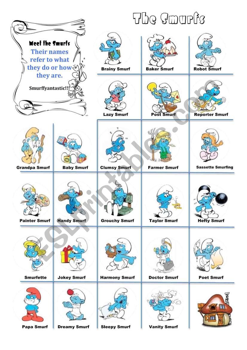 Meet the Smurfs worksheet