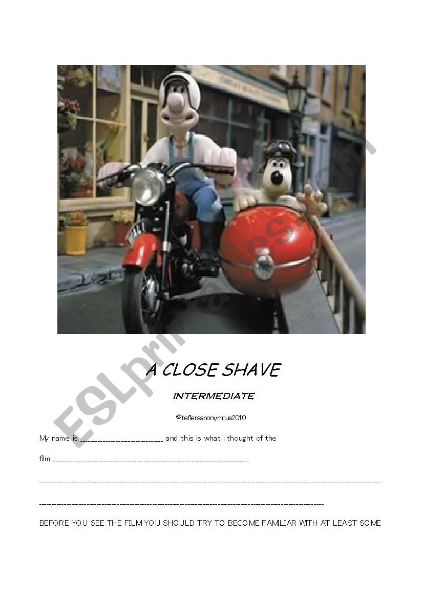 Close Shave worksheet