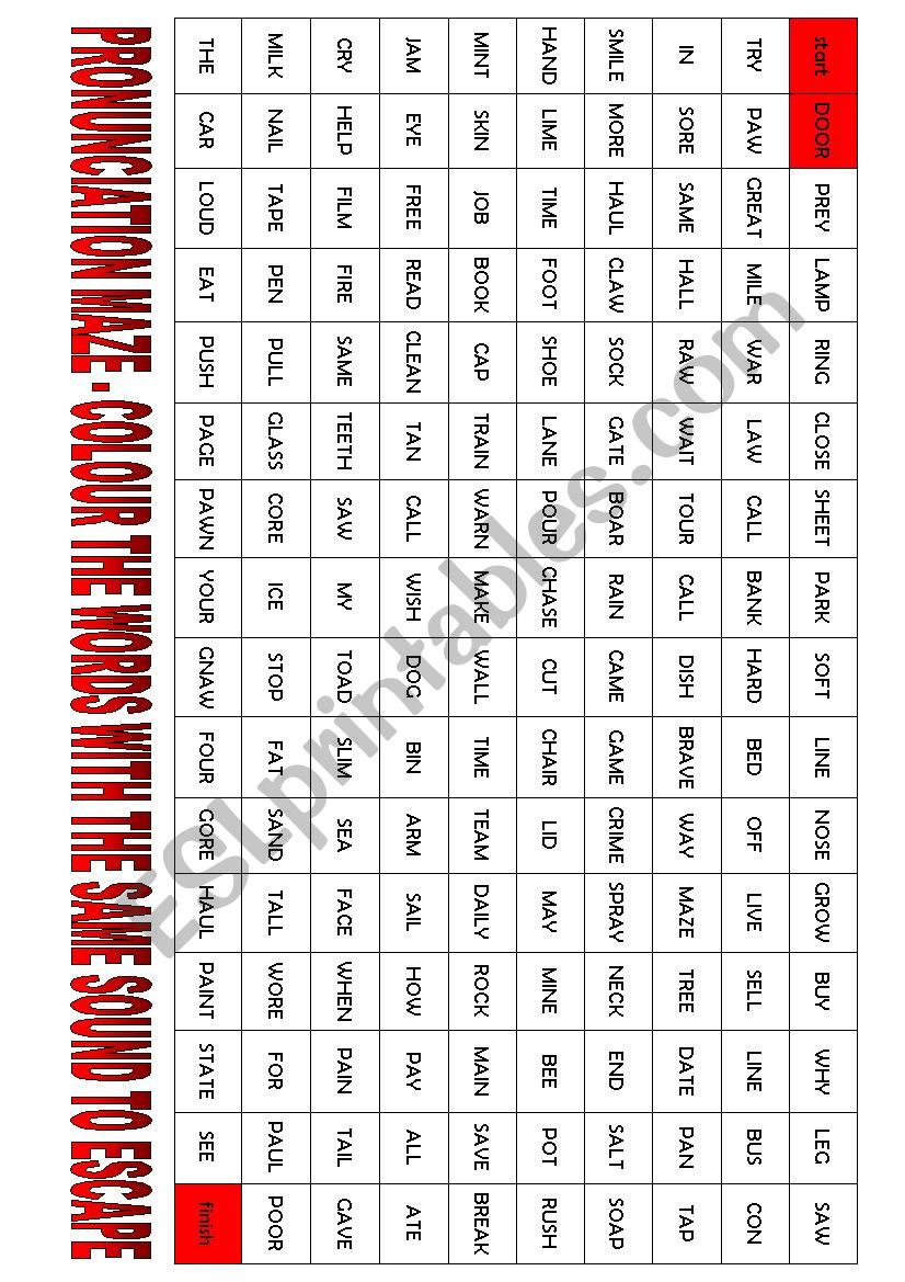 Pronunciation Maze 3 worksheet