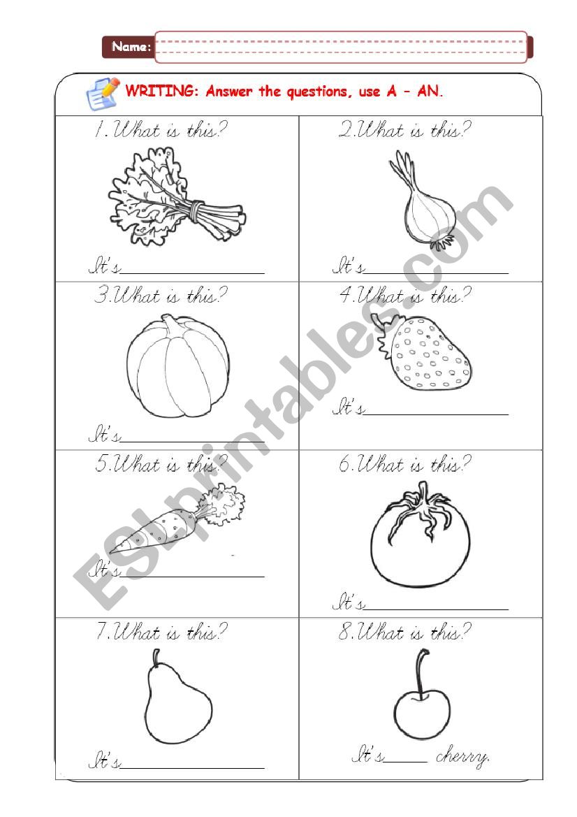 Fruits and vegetables -Part 03