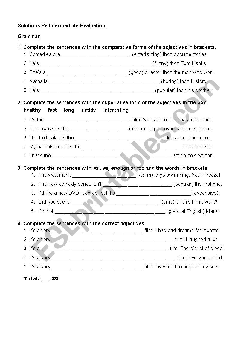 Evaluation  worksheet