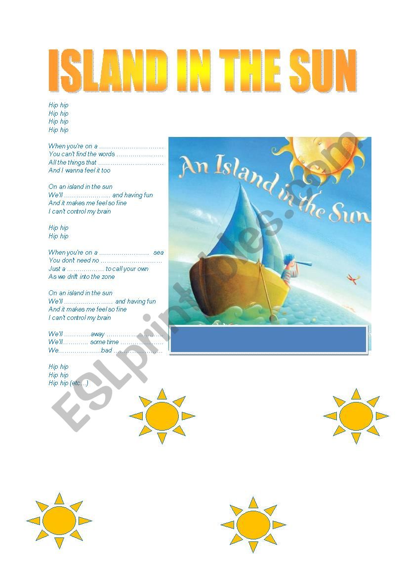 ISLAND IN THE SUN worksheet