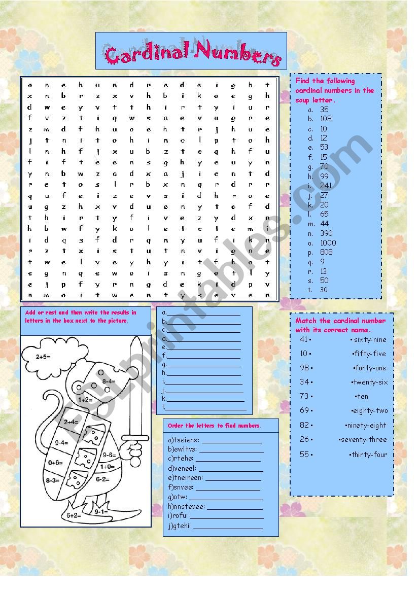 Cardinal Numbers (Fully Editable)