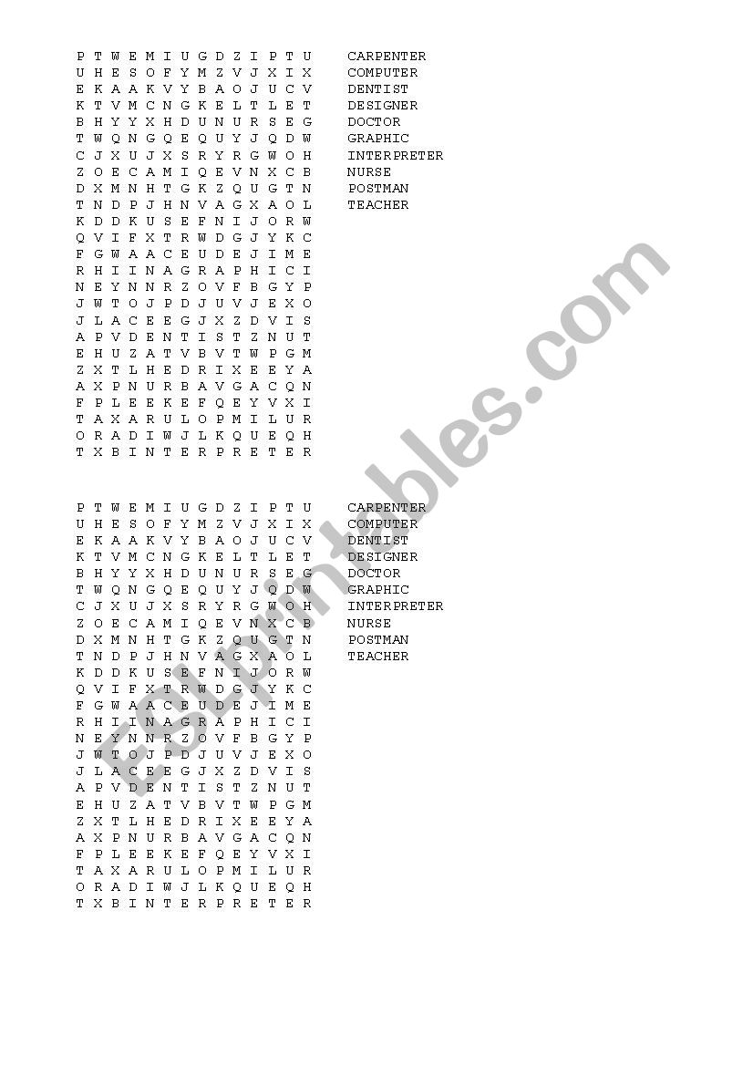 wordsearch worksheet