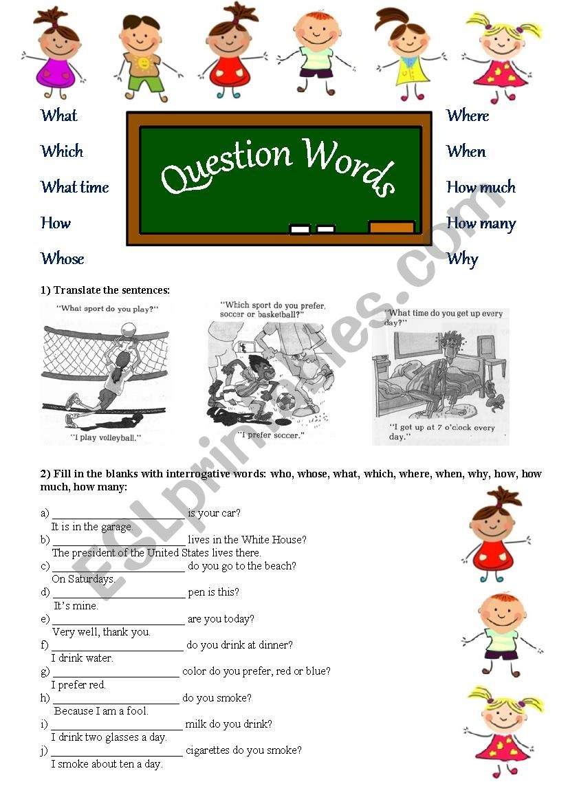 Question Words worksheet