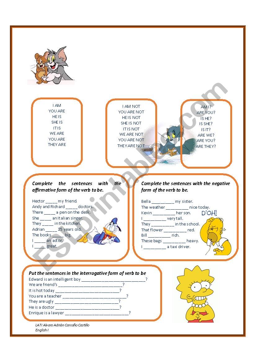 Verb to be worksheet