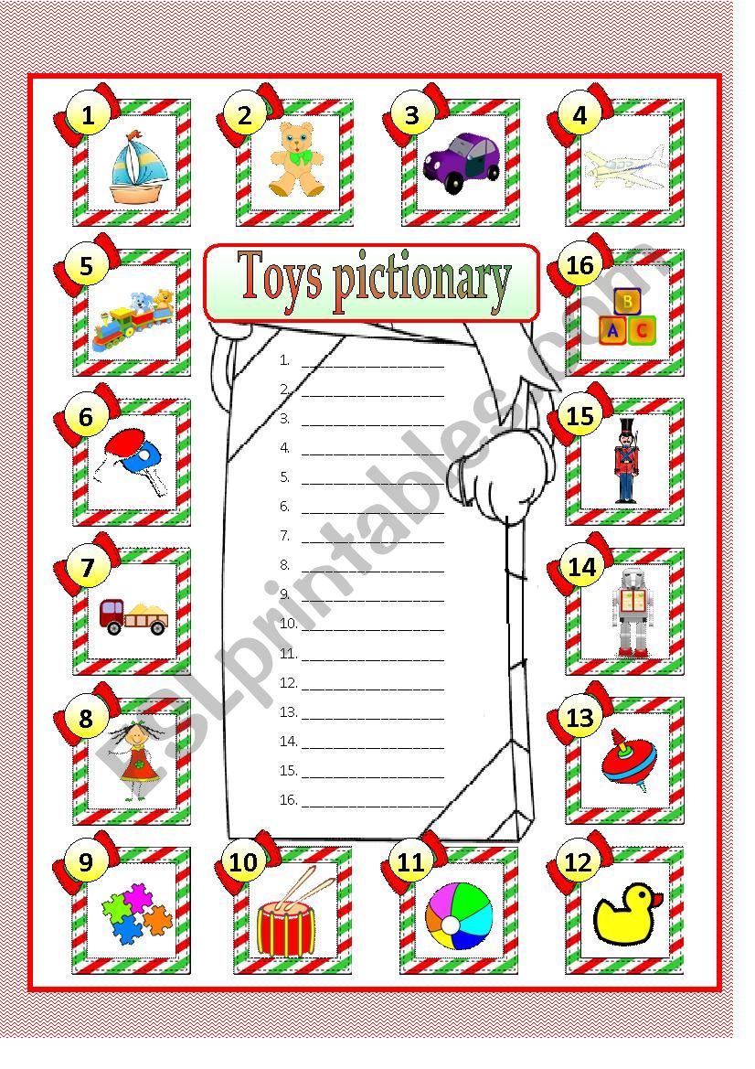 Toys pictionary worksheet