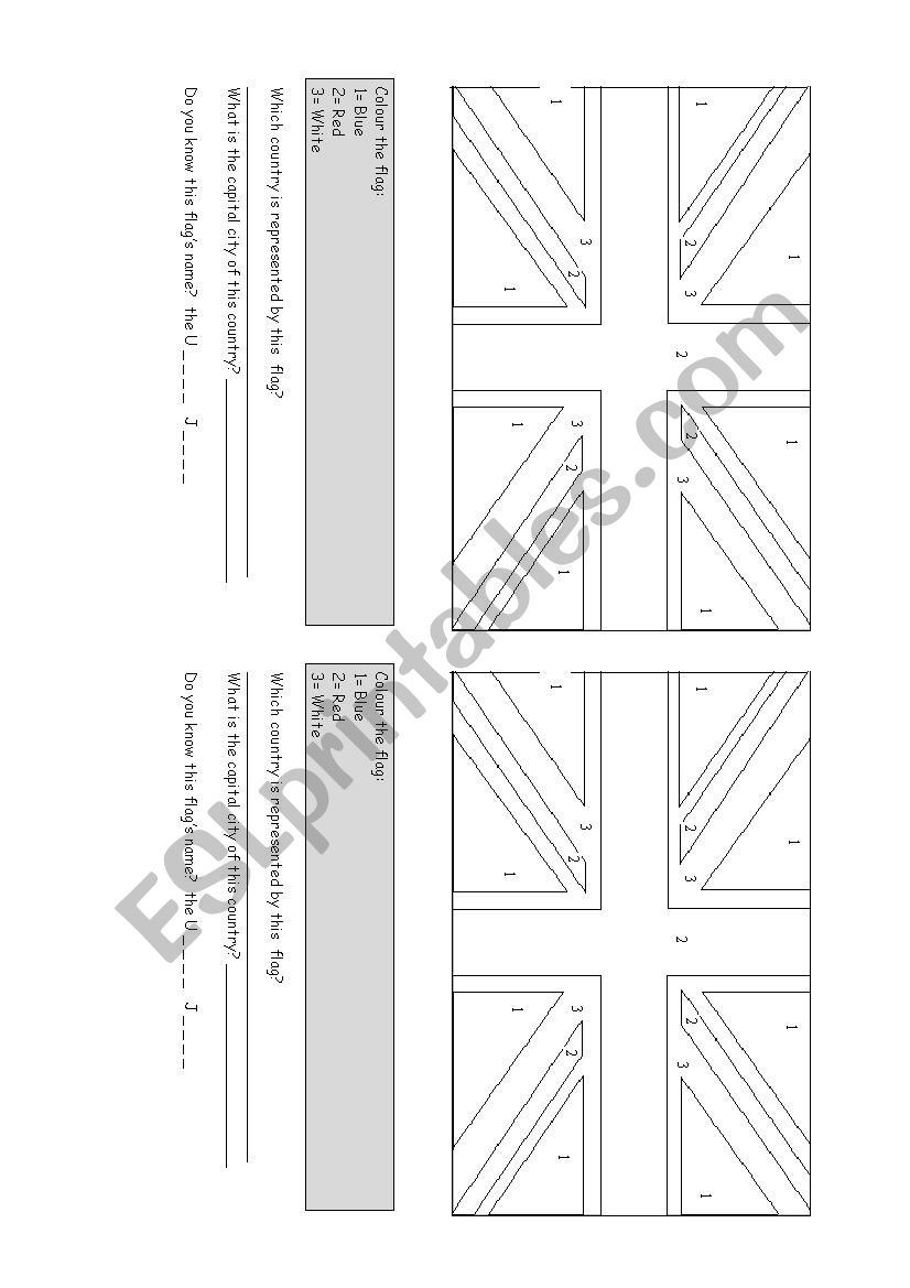 Union jack to colour worksheet