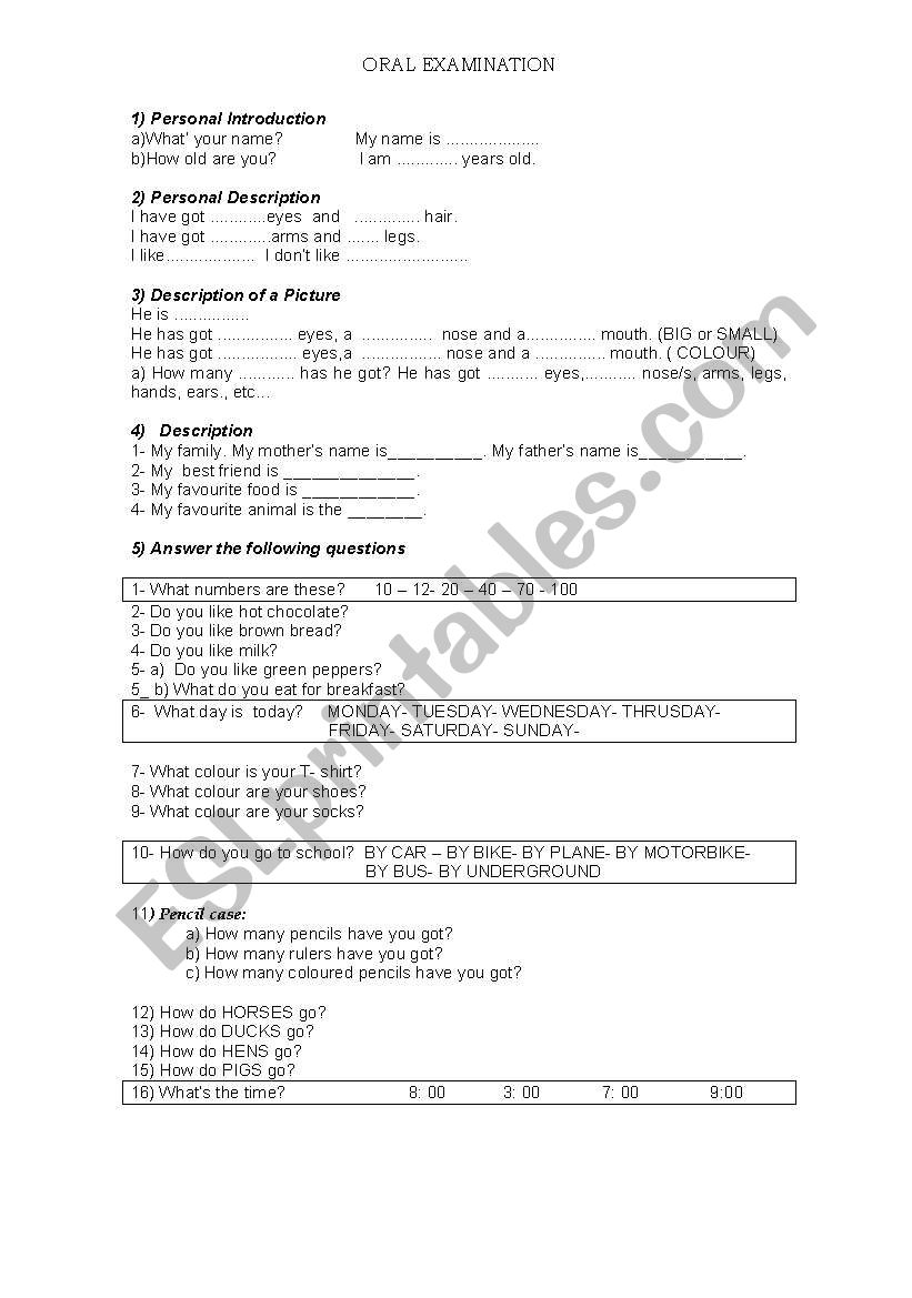 Questions for kids worksheet