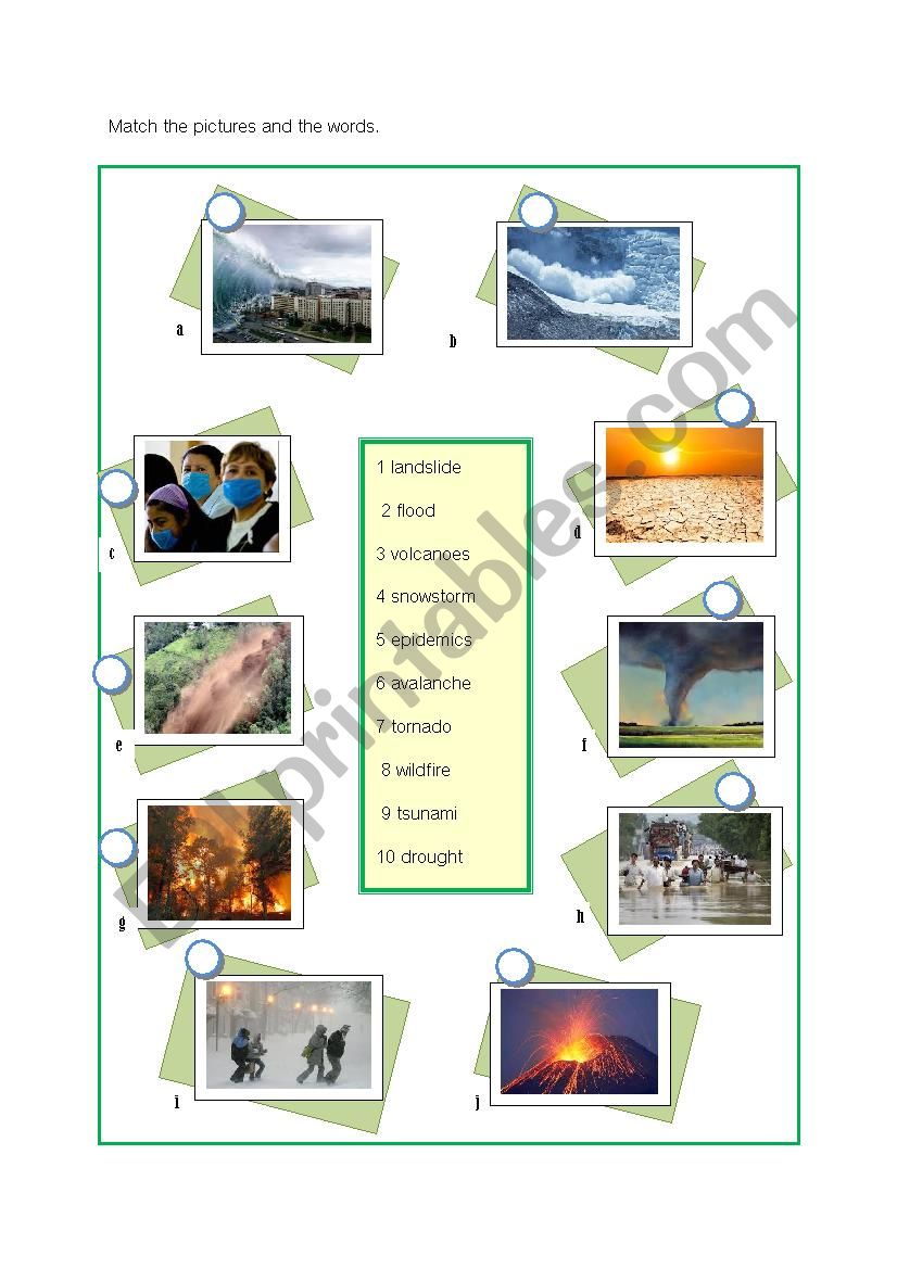 natural disaster worksheet