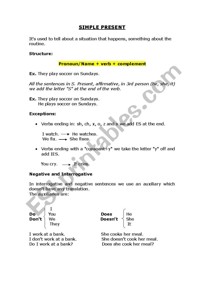 Present Simple worksheet