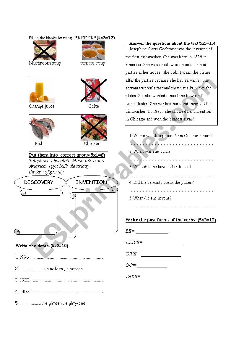 Choose the correct answer. worksheet