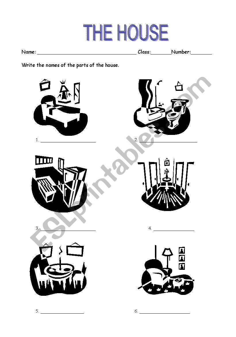 Parts of the House 1 worksheet