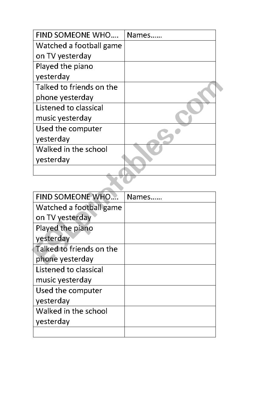 Past Simple - regular verbs worksheet