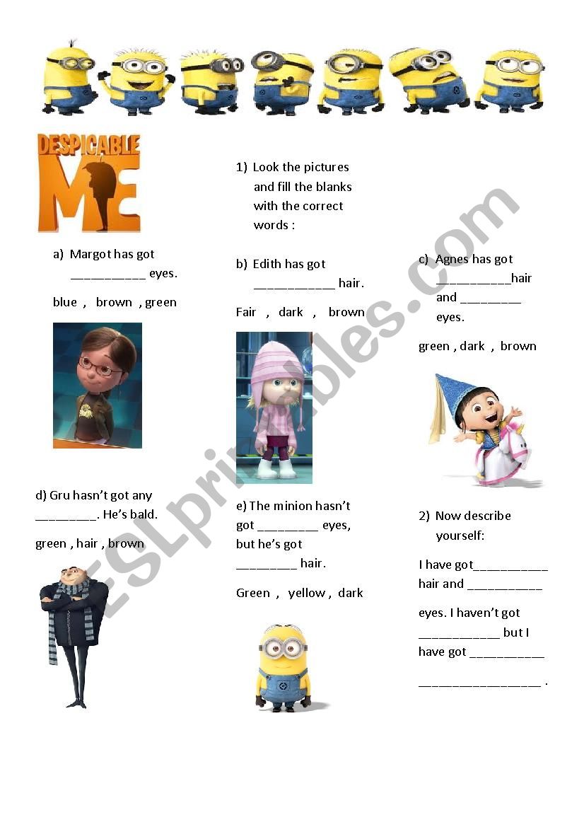 Despicable me - describe the characters