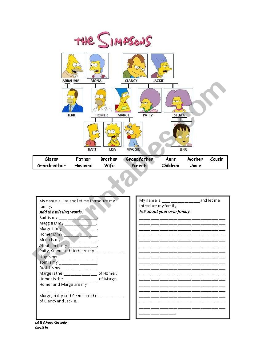 Family tree worksheet