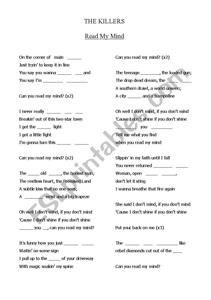 The Killers - Song worksheet