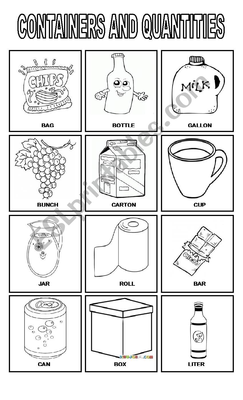 Containers and Quantities worksheet