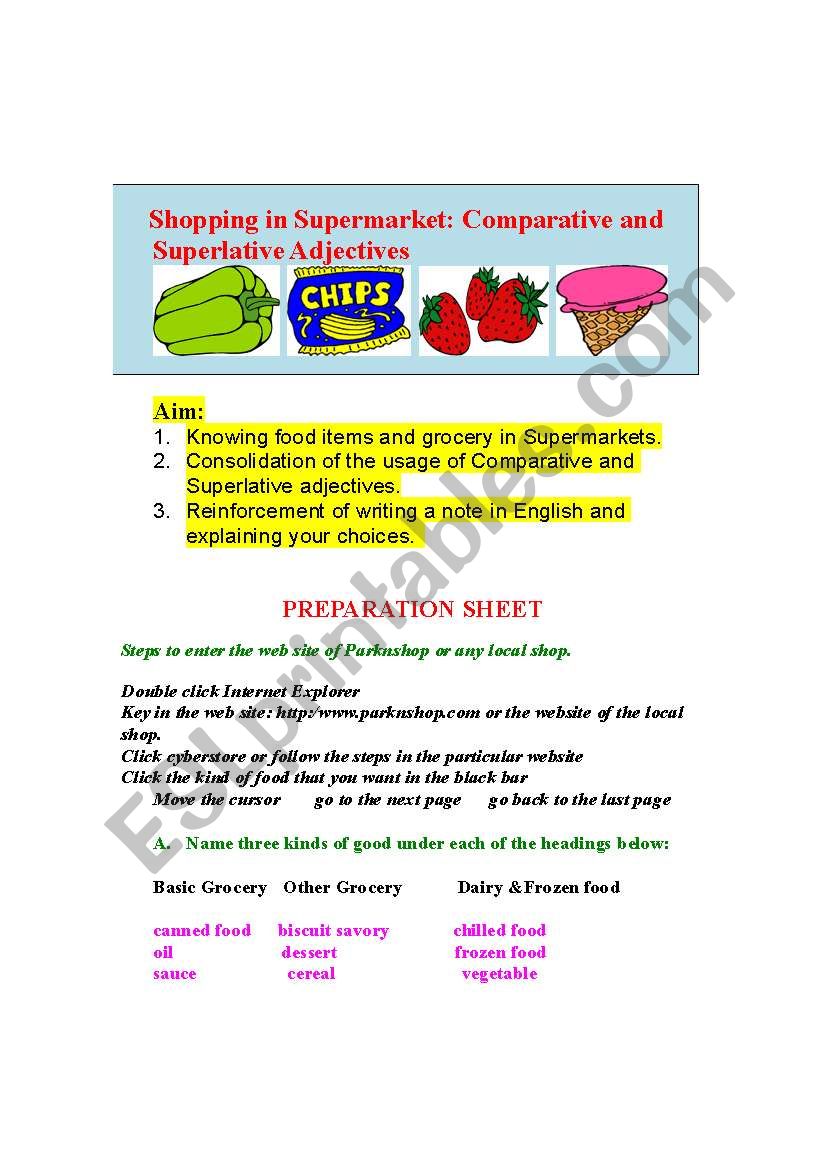 Shopping in Supermarket: Comparative ans Superlative Adjectives