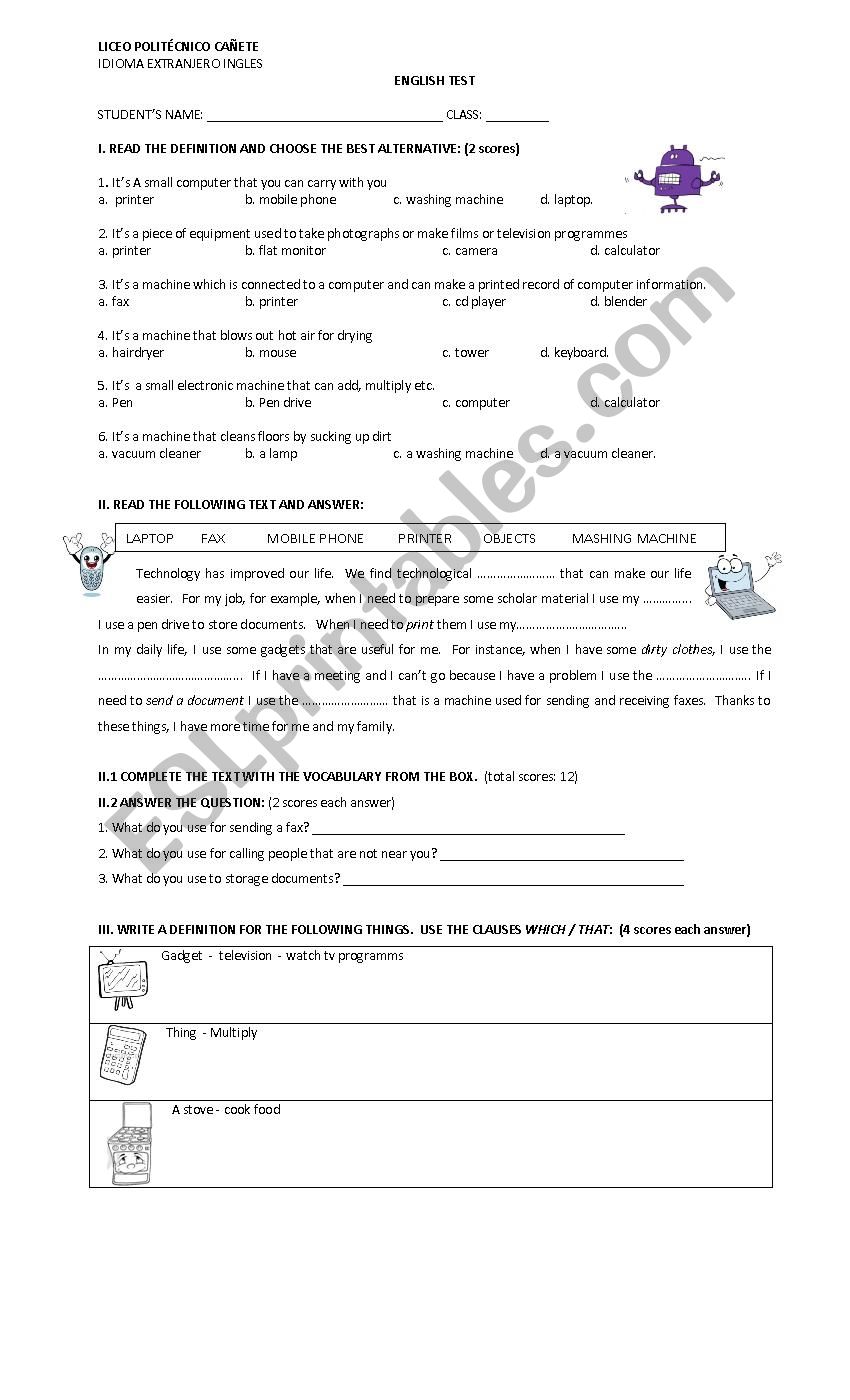 technology worksheet