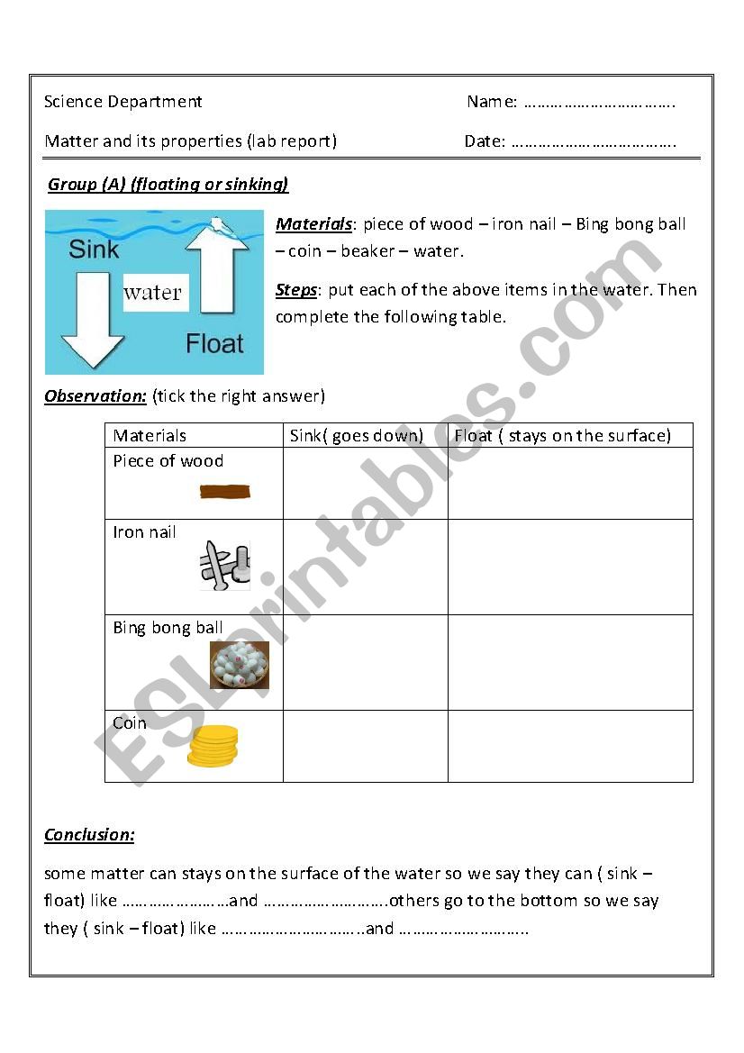 properties of matter lab report 