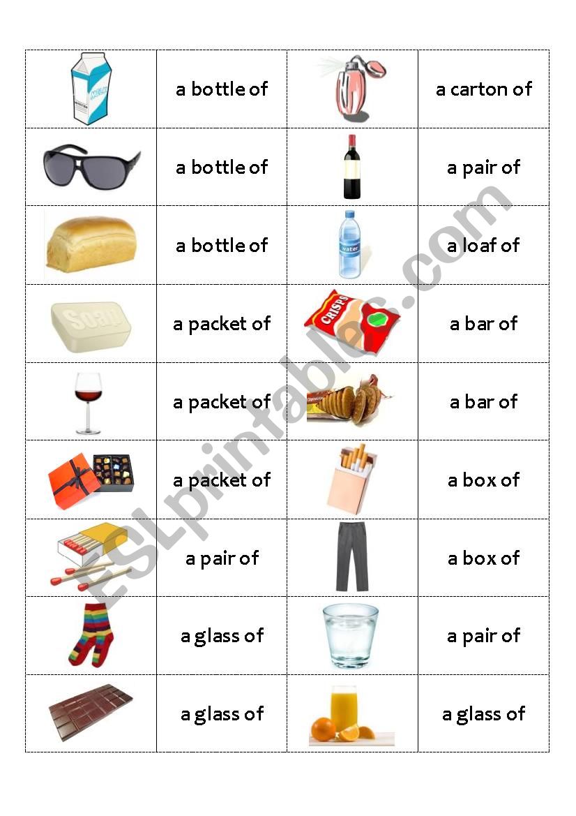 Quantifiers dominoes worksheet