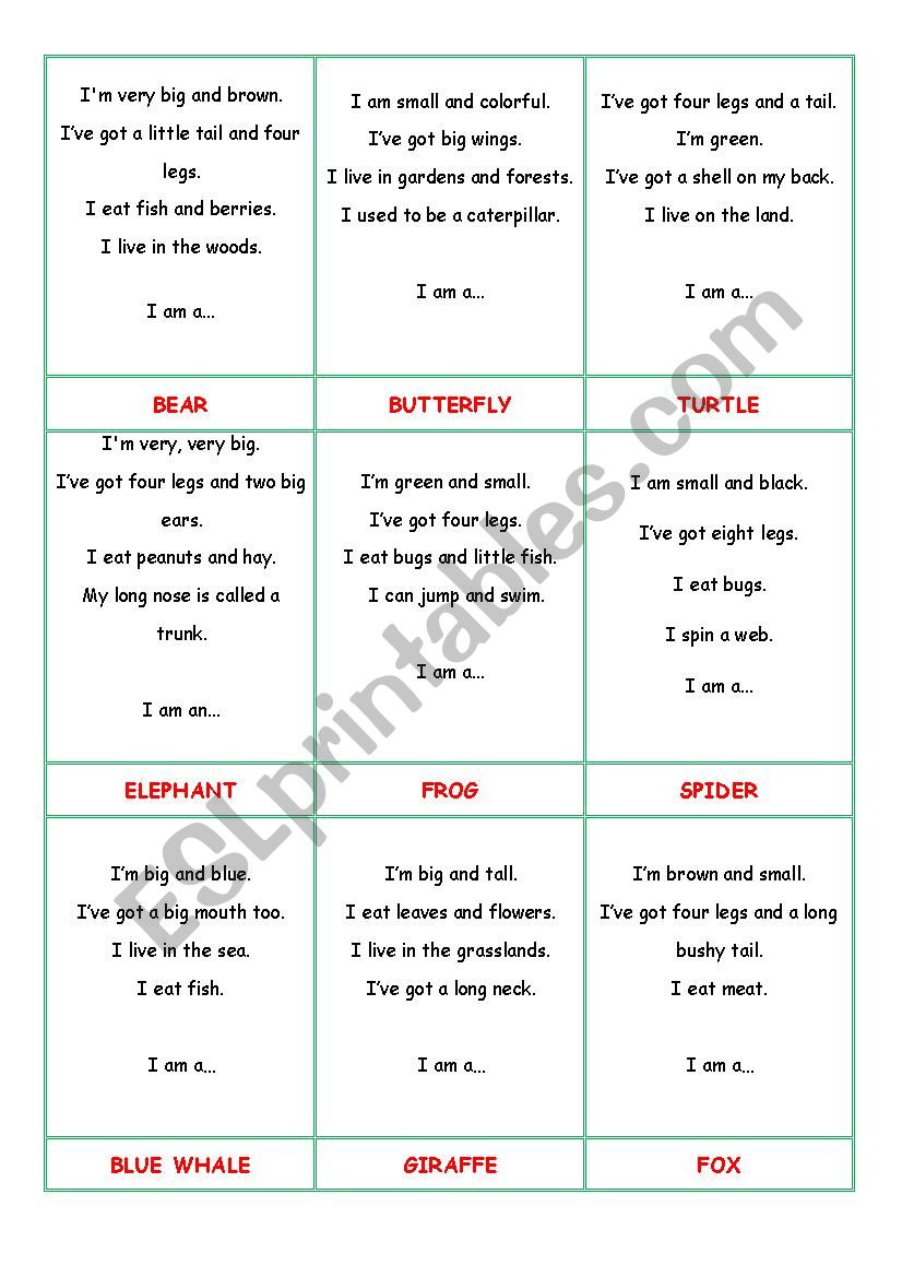 Animal Riddles worksheet