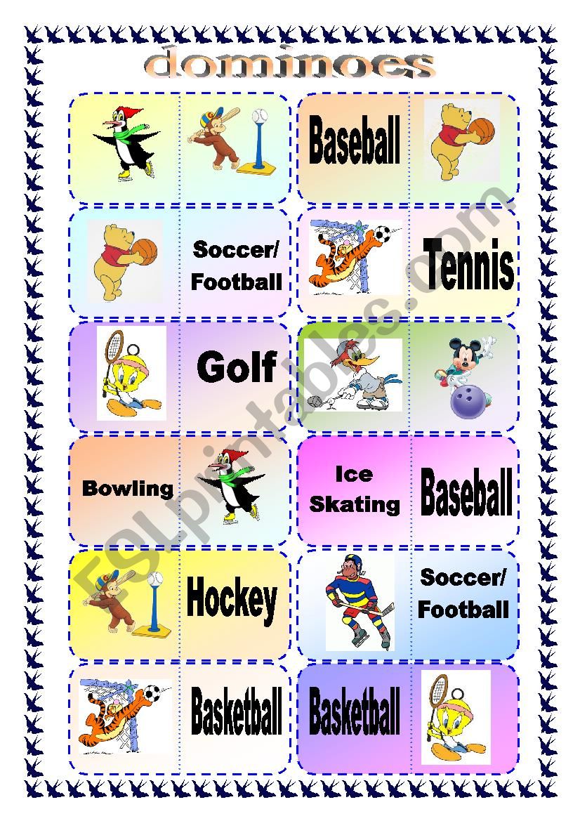 Sports Domino Game worksheet