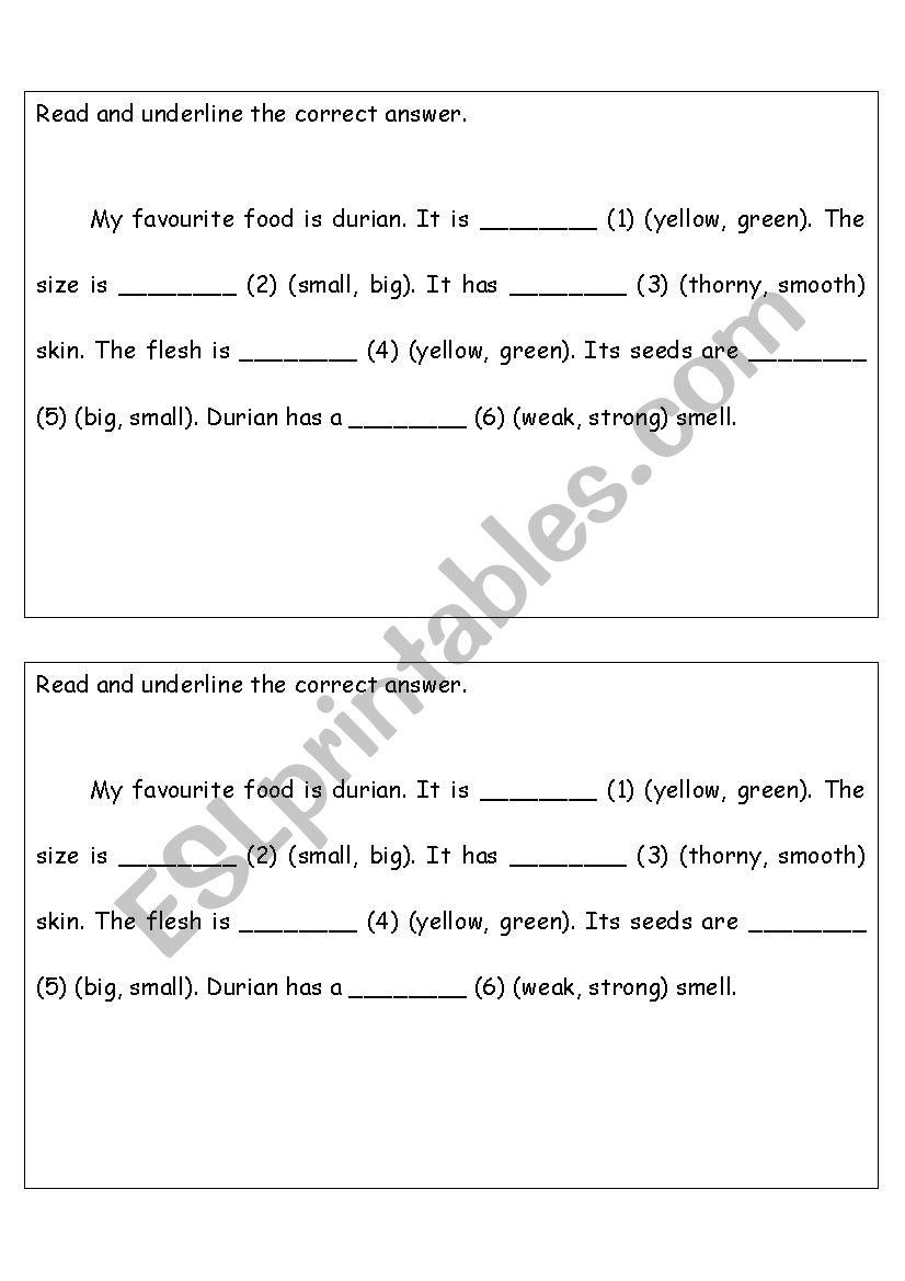fresh fruits worksheet