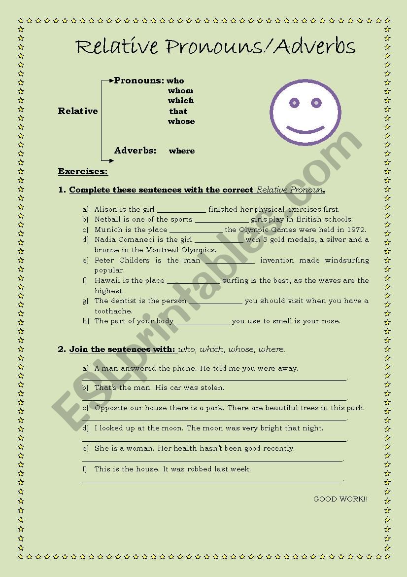 RELATIVE PRONOUNS worksheet