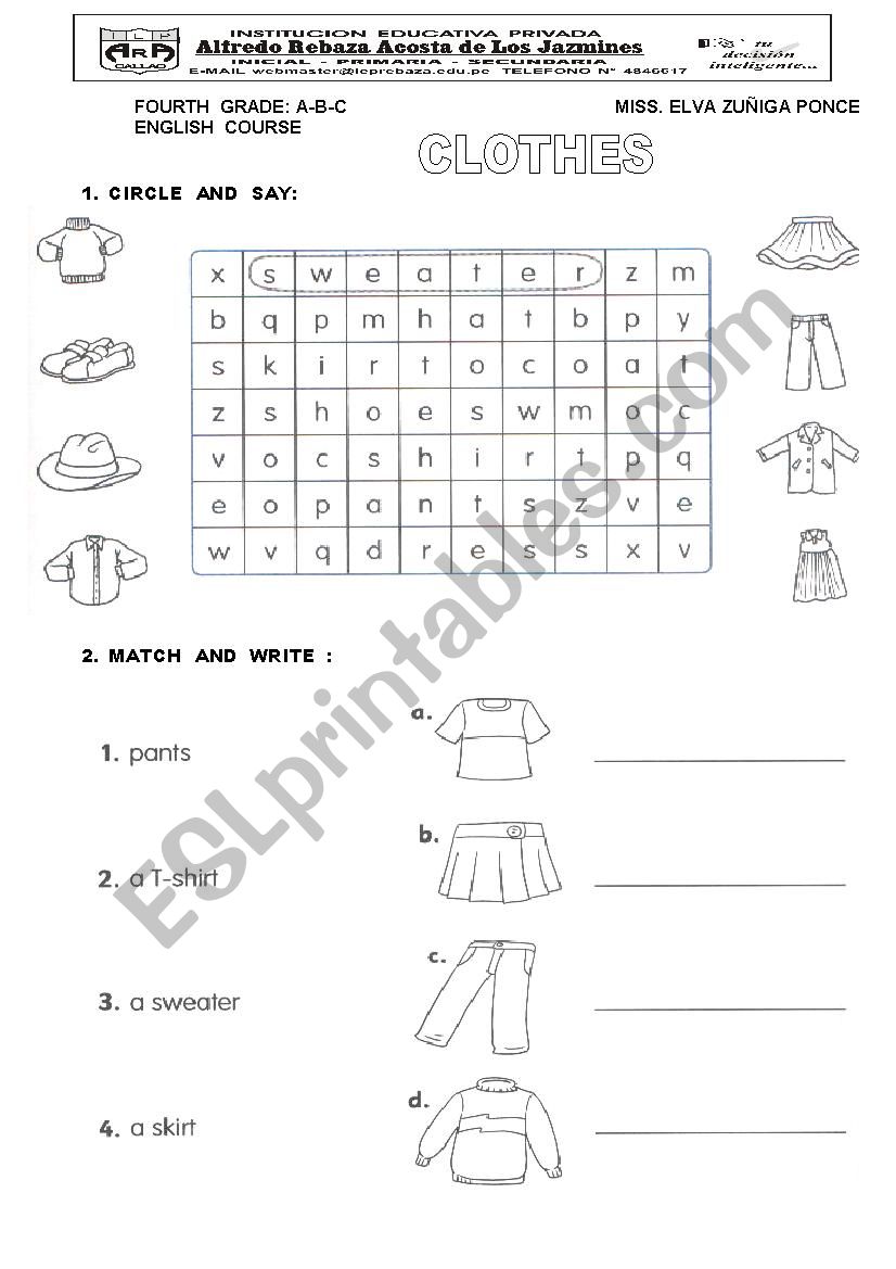 CLOTHES worksheet