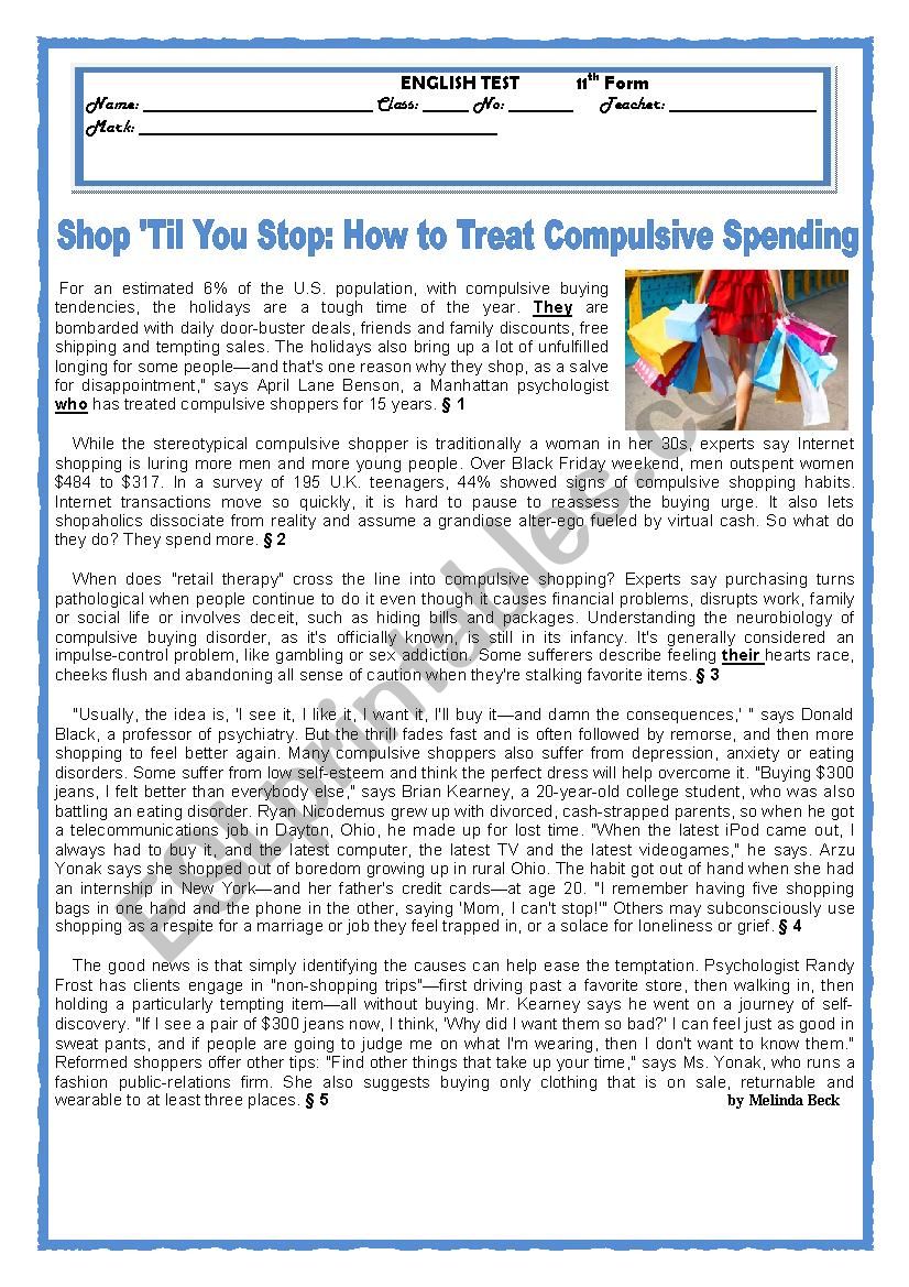 SHOP TIL YOU STOP:HOW TO TREAT COMPULSIVE SHOPPING