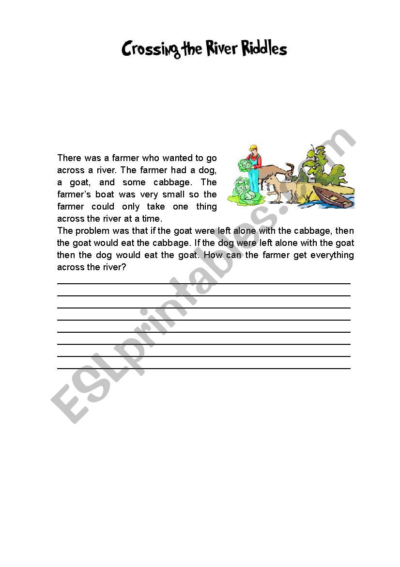 Cross the river worksheet