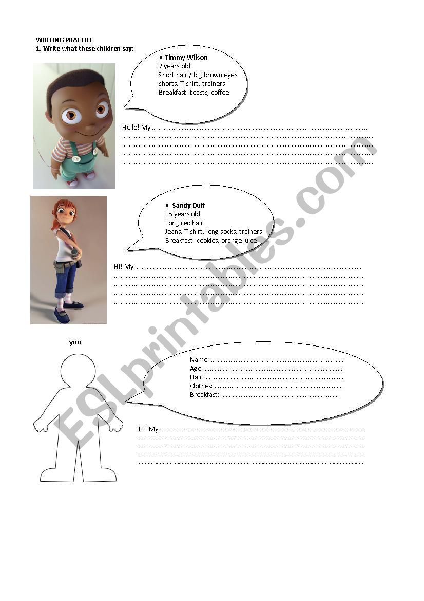 Describing people worksheet