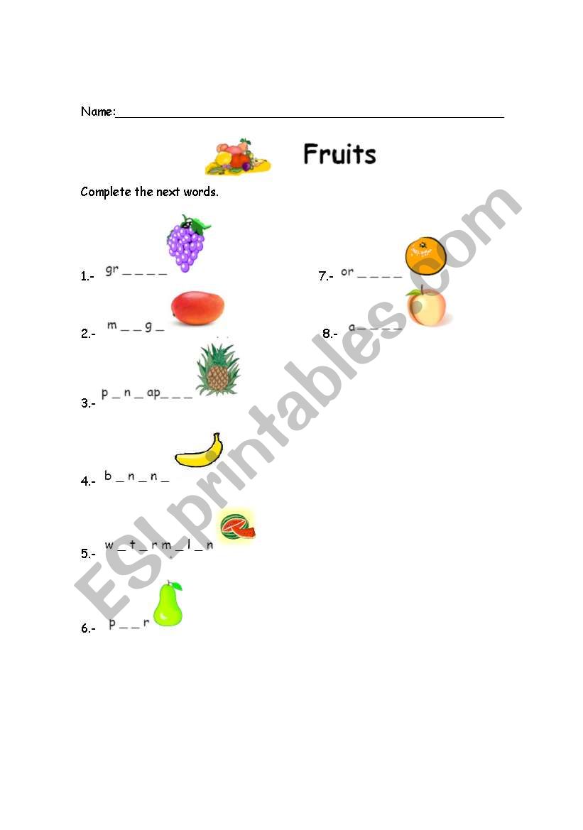 Fruit worksheet