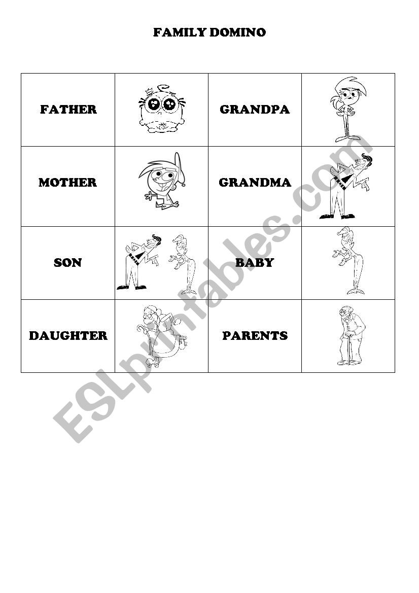 Family Domino worksheet