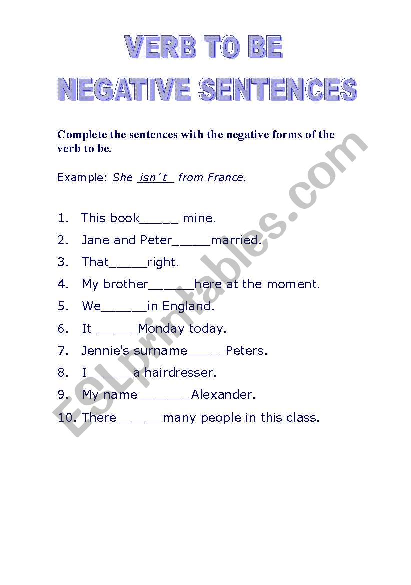 english-worksheets-negative-sentences-with-verb-to-be