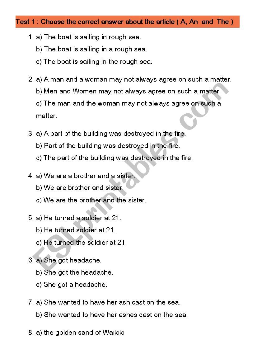 Article  worksheet