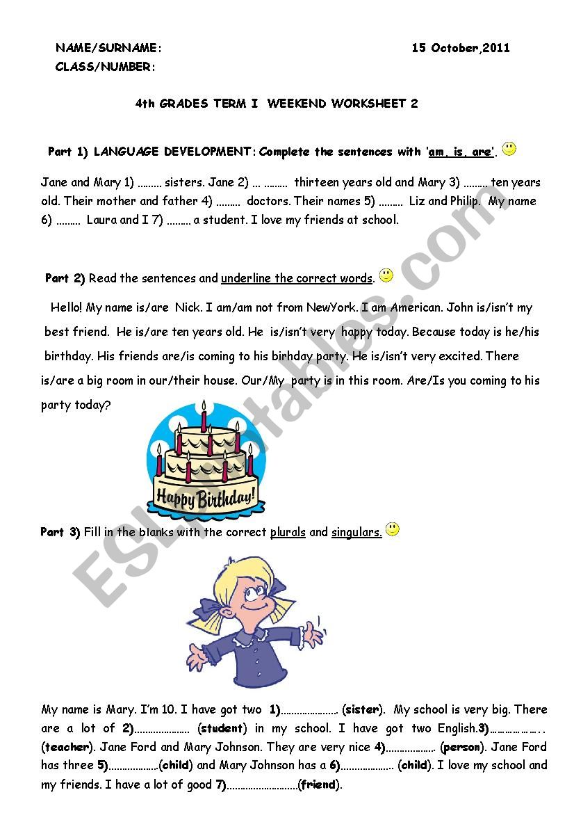 to be-months-possessives worksheet